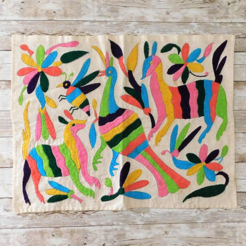Vintage Otomi Folk Art Embroidery